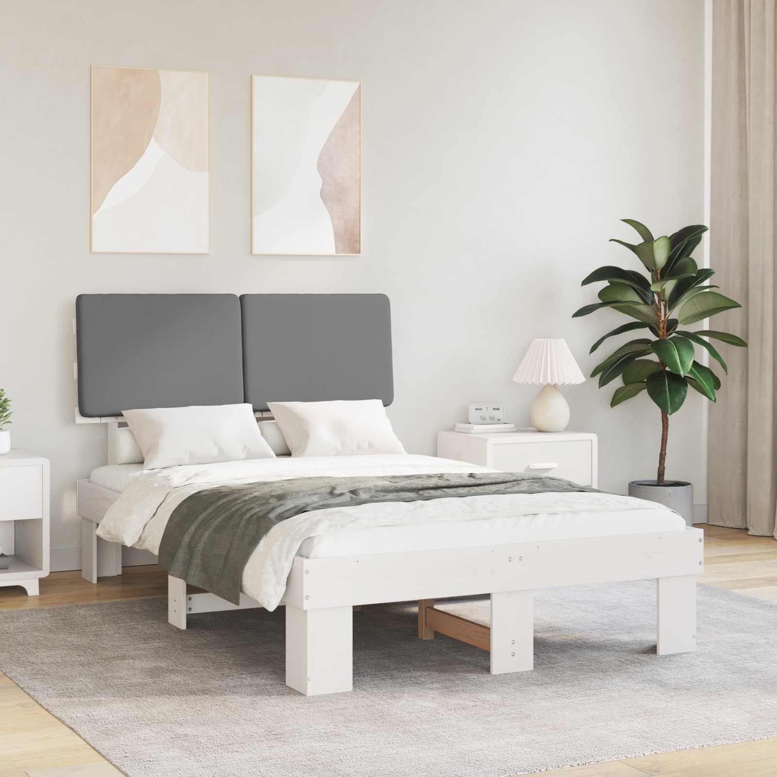Letto con Testiera Rivestita Grigio chiaro 120 x 200 cm 877493