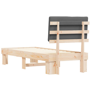 Letto con Testiera Rivestita-Struttura Letto con Testiera Grigio scuro 80 x 200 cm 210310