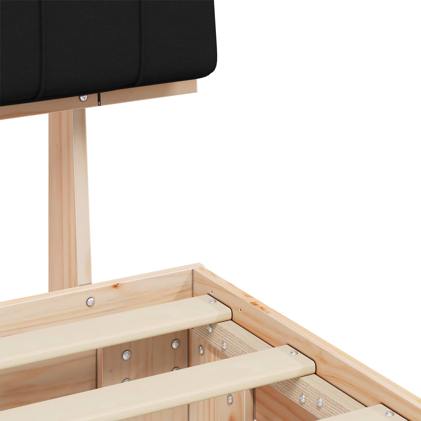 Letto con Testiera Rivestita-Struttura Letto con Testiera Nero 75 x 190 cm Pino massello 983850