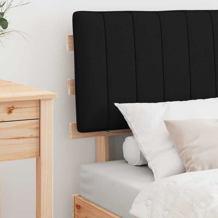 Letto con Testiera Rivestita-Struttura Letto con Testiera Nero 75 x 190 cm Pino massello 983850