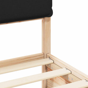 Letto con Testiera Rivestita-Struttura Letto con Testiera Nero 75 x 190 cm Pino massello 112788