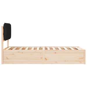 Letto con Testiera Rivestita-Struttura Letto con Testiera Nero 75 x 190 cm Pino massello 112788