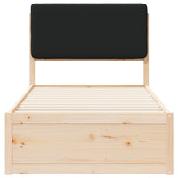 Letto con Testiera Rivestita-Struttura Letto con Testiera Nero 75 x 190 cm Pino massello 781322