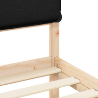 Letto con Testiera Rivestita-Struttura Letto con Testiera Nero 100 x 200 cm Pino massello 982297