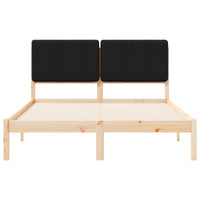 Letto con Testiera Rivestita-Struttura Letto con Testiera Nero 160 x 200 cm Pino massello 275926