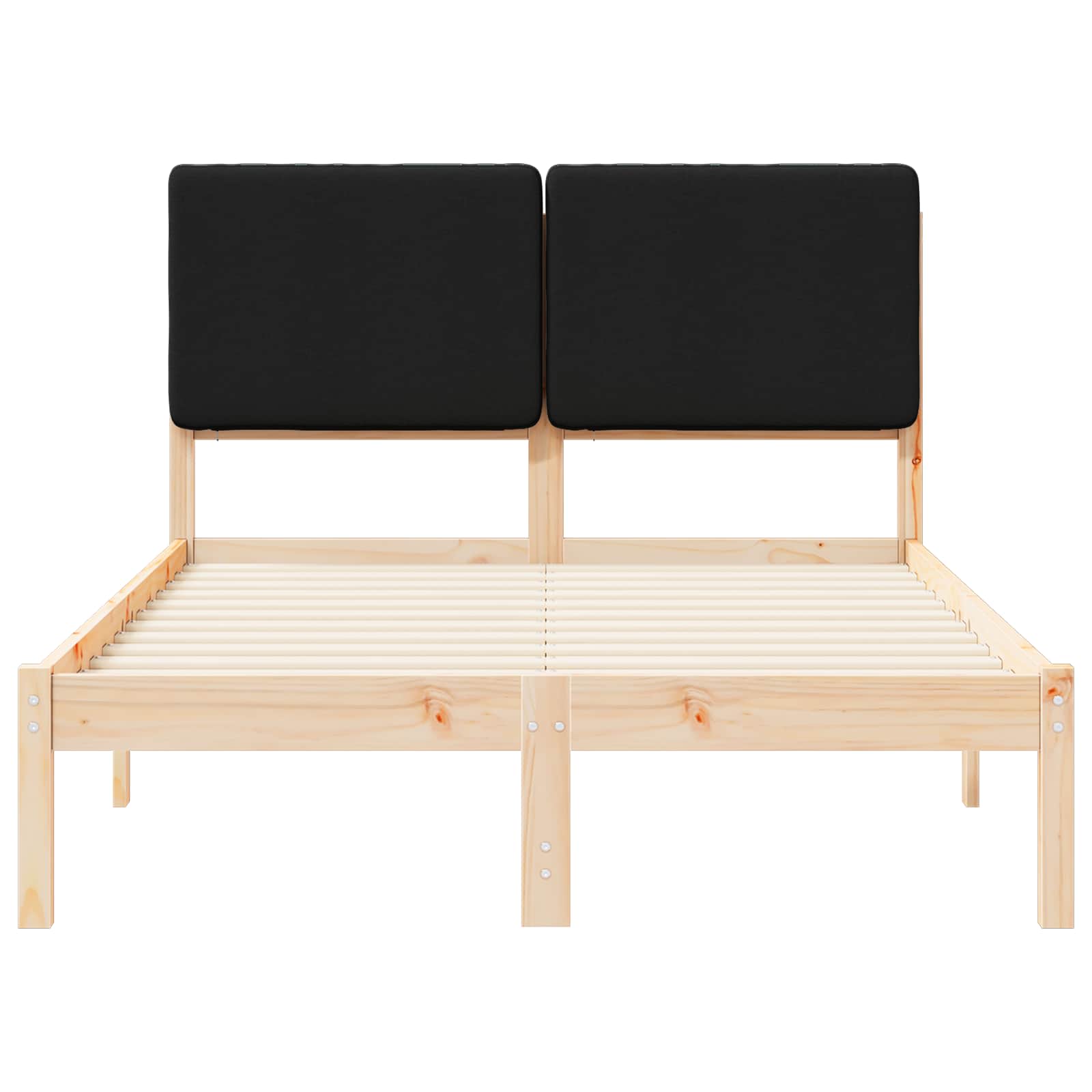 Letto con Testiera Rivestita-Struttura Letto con Testiera Nero 120 x 200 cm Pino massello 496785