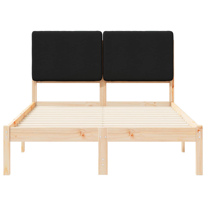 Letto con Testiera Rivestita-Struttura Letto con Testiera Nero 120 x 200 cm Pino massello 496785