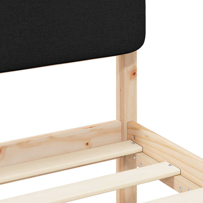 Letto con Testiera Rivestita-Struttura Letto con Testiera Nero 100 x 200 cm Pino massello 880537