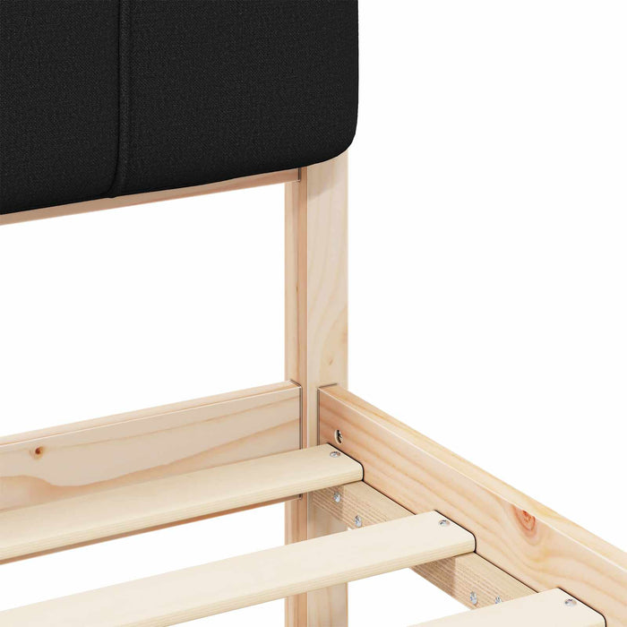 Letto con Testiera Rivestita-Struttura Letto con Testiera Nero 140 x 190 cm Pino massello 977863