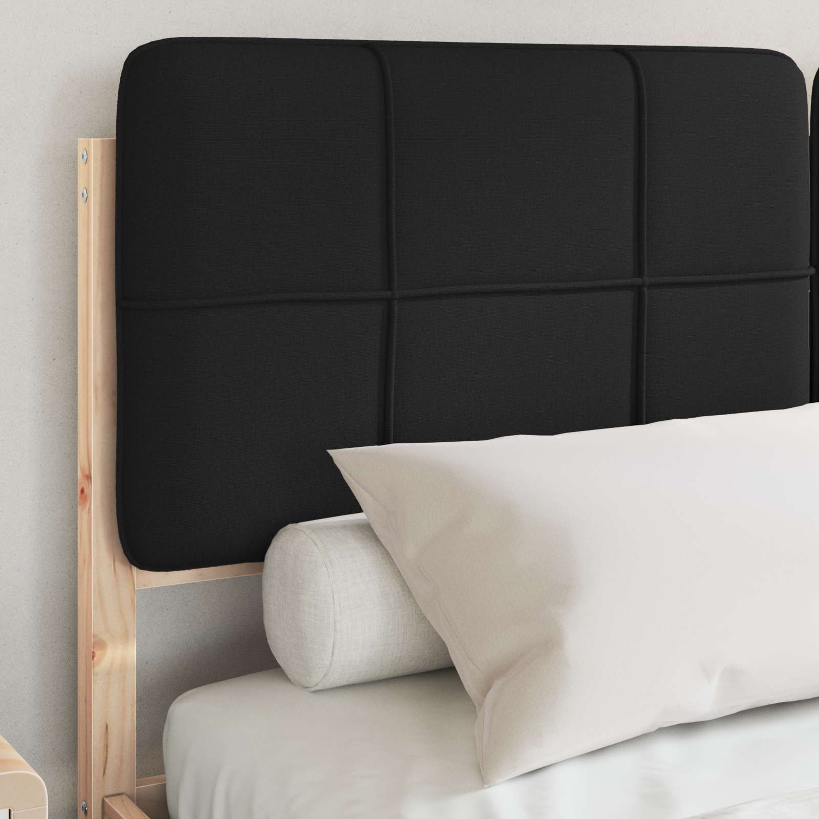 Letto con Testiera Rivestita-Struttura Letto con Testiera Nero 140 x 190 cm Pino massello 977863