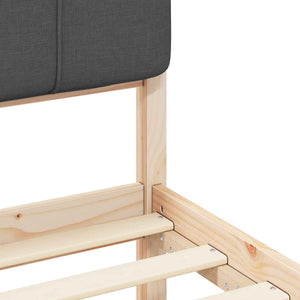 Letto con Testiera Rivestita-Struttura Letto con Testiera Grigio scuro 90 x 190 cm 722853