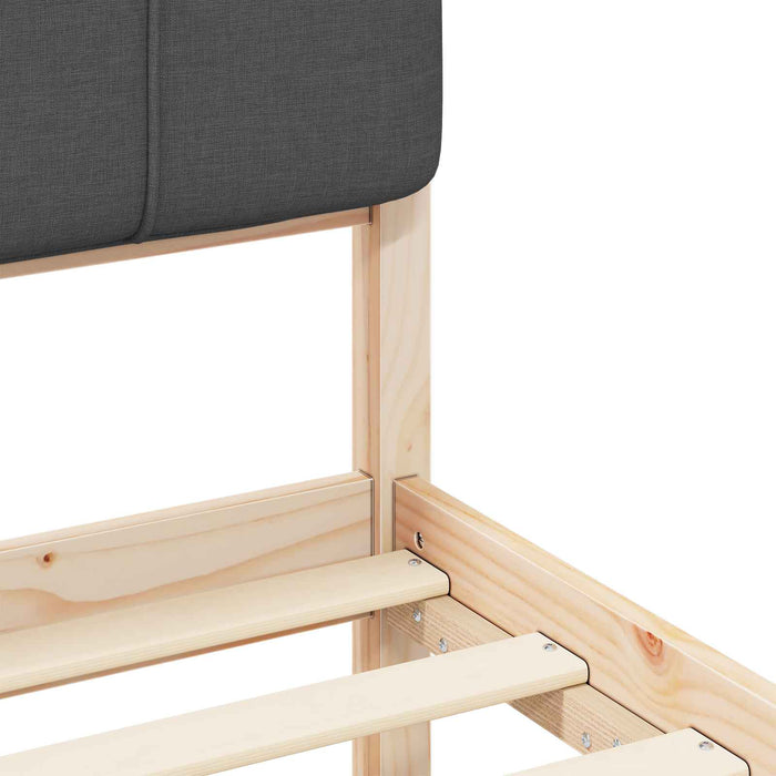 Letto con Testiera Rivestita-Struttura Letto con Testiera Grigio scuro 90 x 190 cm 722853