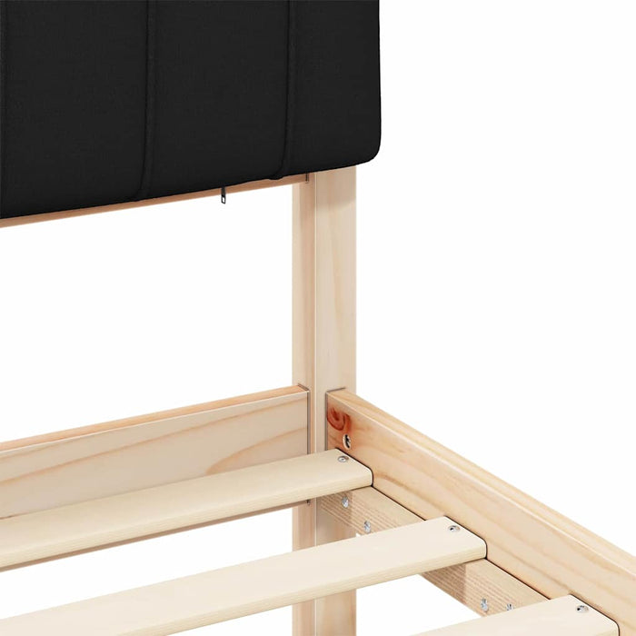 Letto con Testiera Rivestita-Struttura Letto con Testiera Nero 140 x 190 cm Pino massello 623728