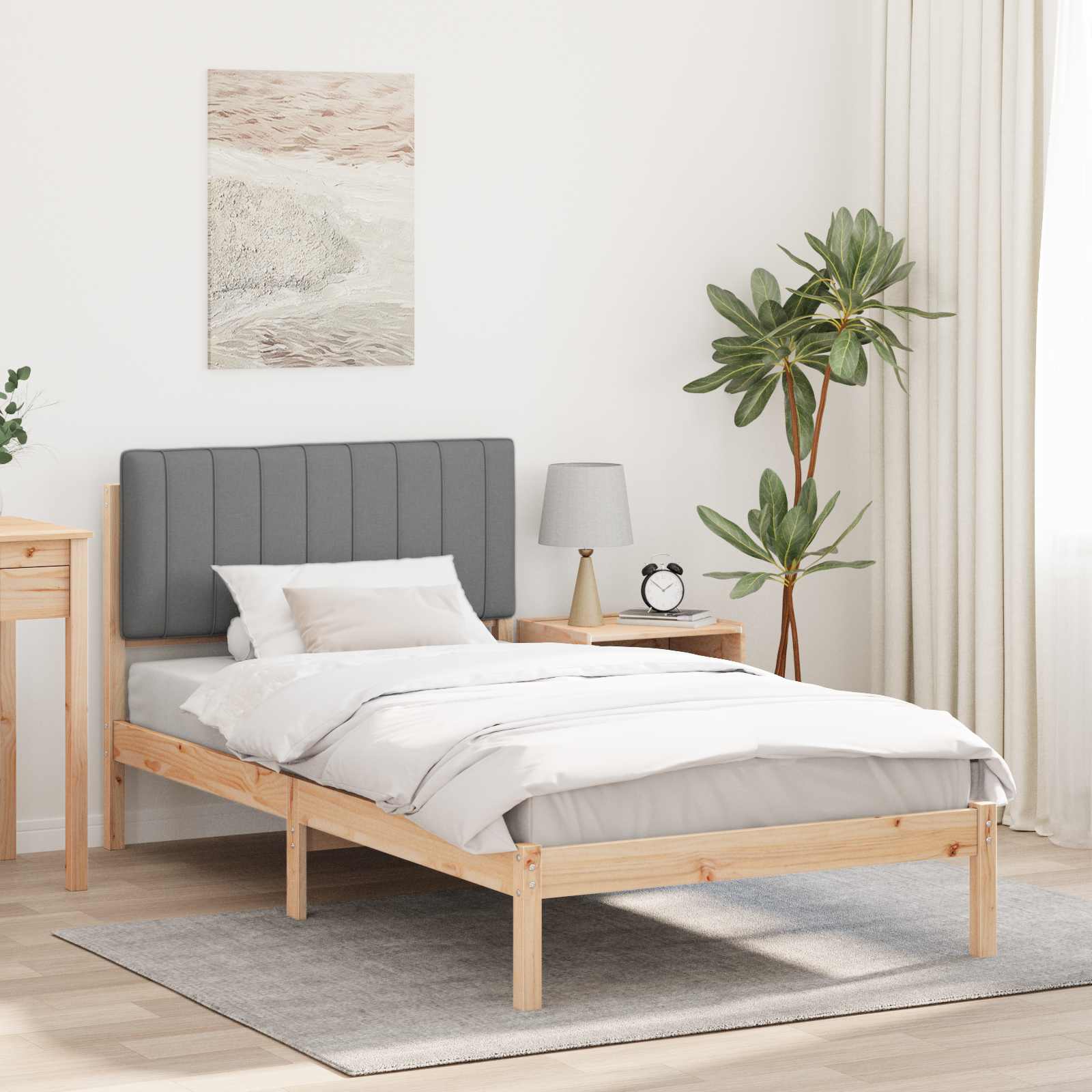 Letto con Testiera Rivestita Grigio chiaro 100 x 200 cm 878069