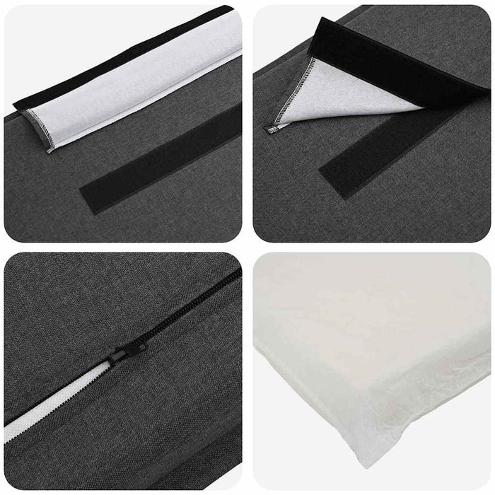 Testiera imbottita Grigio Naturale e Scuro 100 cm Pino massello 880029