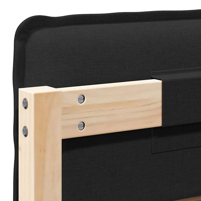 Testiera imbottita Naturale e Nero 100 cm Pino massello 880030