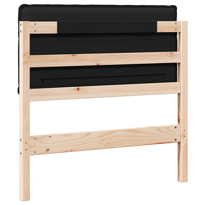 Testiera imbottita Naturale e Nero 100 cm Pino massello 880030