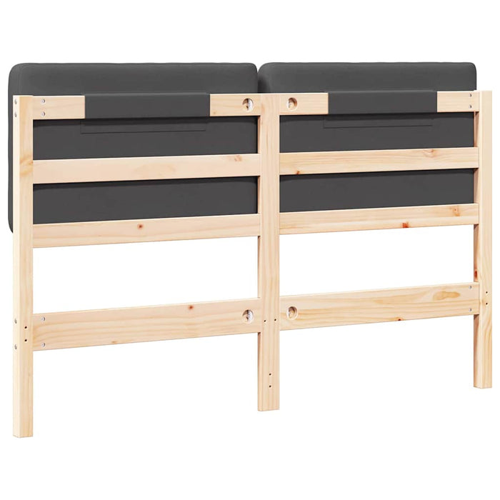 Testiera imbottita Marrone e grigio scuro 150 cm Pino massello 880064