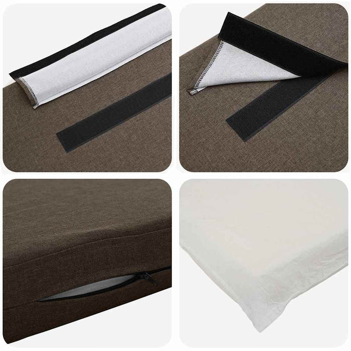 Testiera imbottita Marrone e taupe 150 cm Pino massello 880066