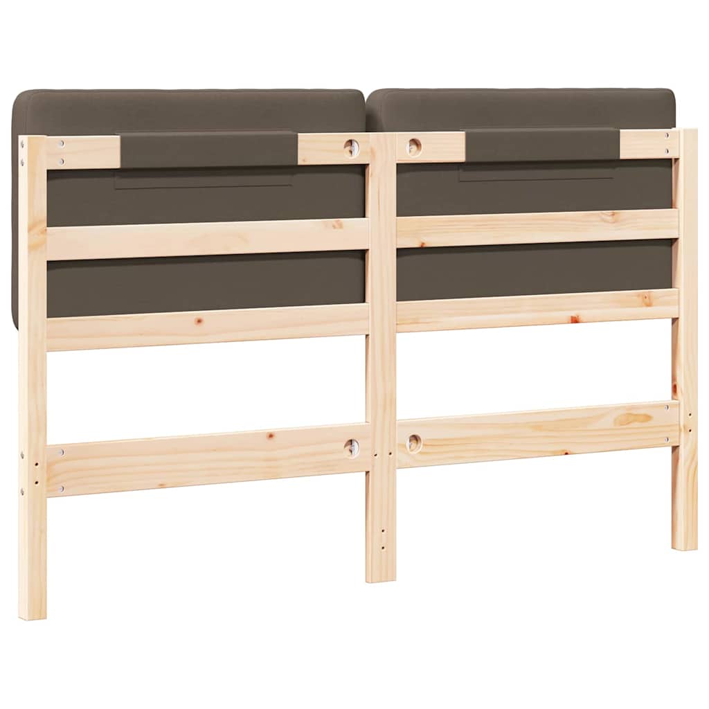 Testiera imbottita Marrone e taupe 150 cm Pino massello 880066