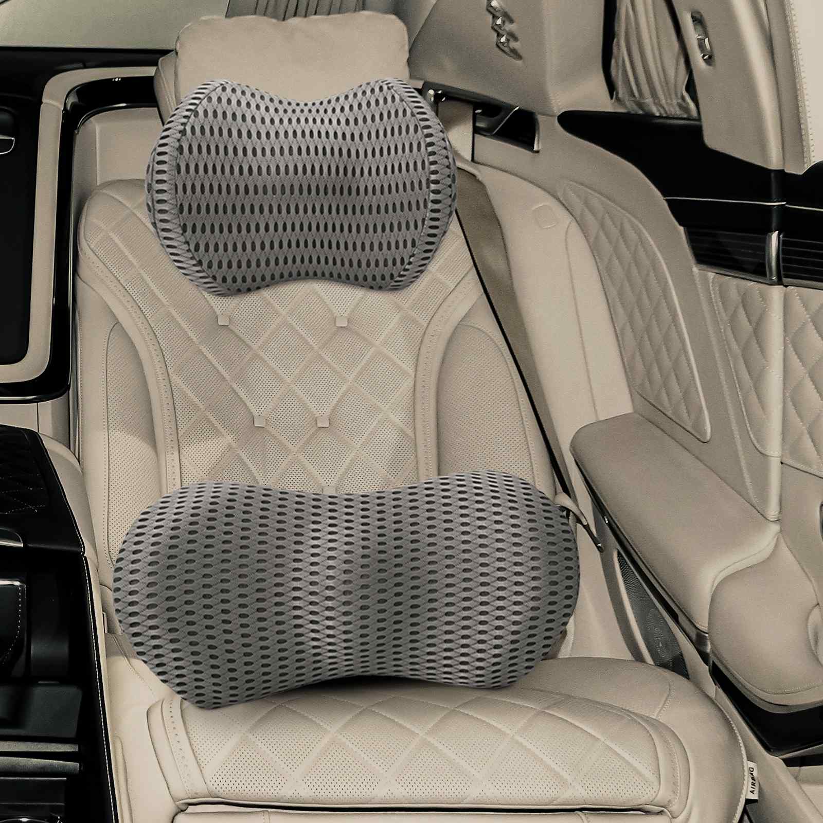 Cuscino con cuscino Regolabile 2 pcs Grigio Reticolo 4D 42012713