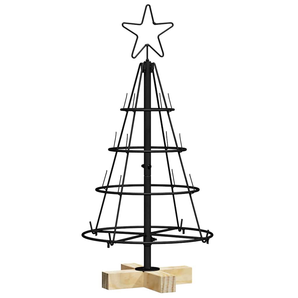 Albero a Cono di Natale con supporto-Decorazioni natalizie Nero 60 cm Acciaio