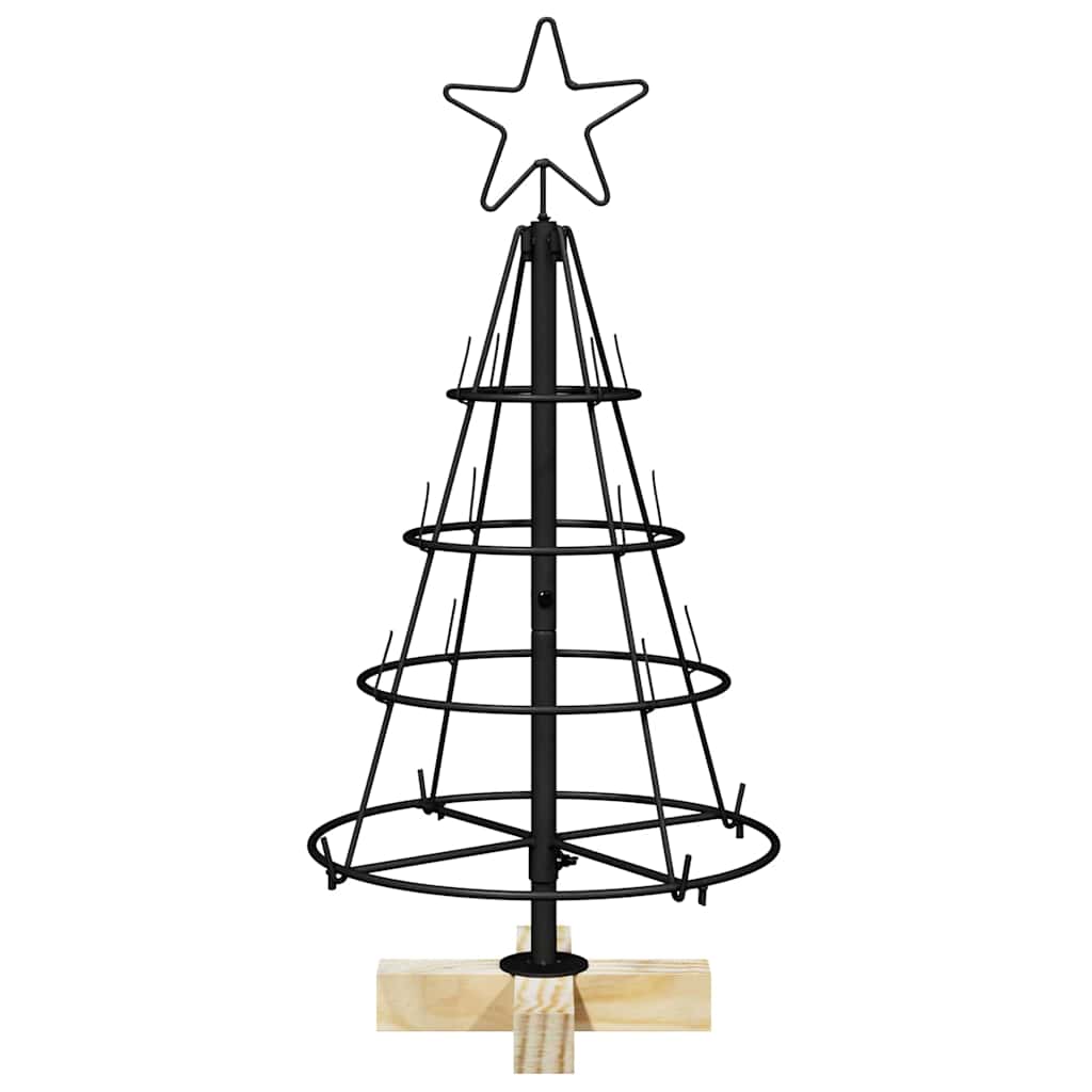 Albero a Cono di Natale con supporto-Decorazioni natalizie Nero 60 cm Acciaio