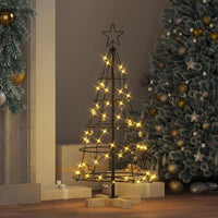 Albero a Cono di Natale con supporto Nero 90 cm Acciaio 42019158