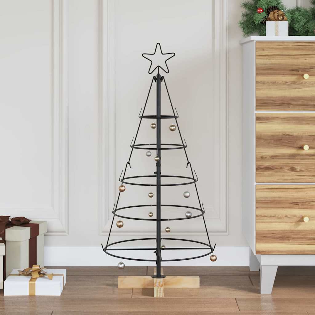 Albero a Cono di Natale con supporto Nero 90 cm Acciaio 42019158