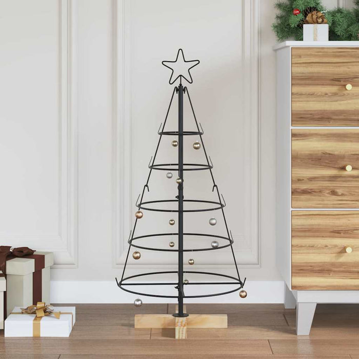 Albero a Cono di Natale con supporto Nero 90 cm Acciaio 42019158