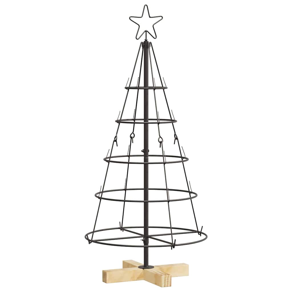 Albero a Cono di Natale con supporto-Decorazioni natalizie Nero 90 cm Acciaio