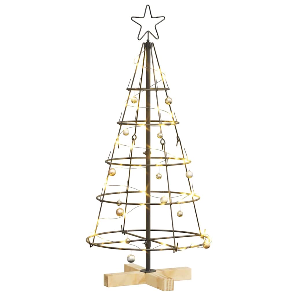 Albero a Cono di Natale con supporto Nero 90 cm Acciaio 42019158