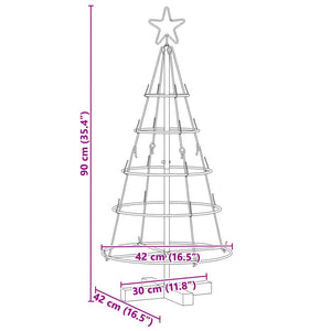 Albero a Cono di Natale con supporto Nero 90 cm Acciaio 42019158