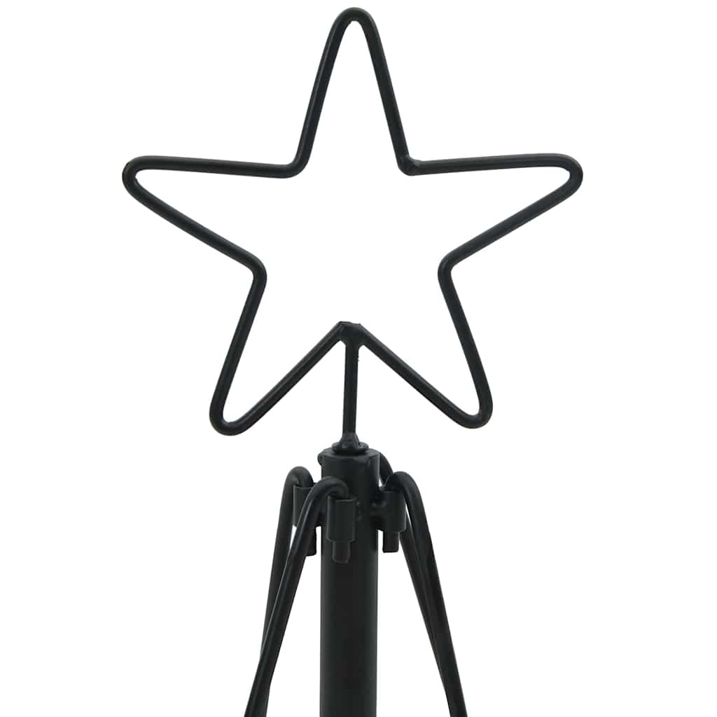 Albero a Cono di Natale con supporto-Decorazioni natalizie Nero 125 cm Acciaio
