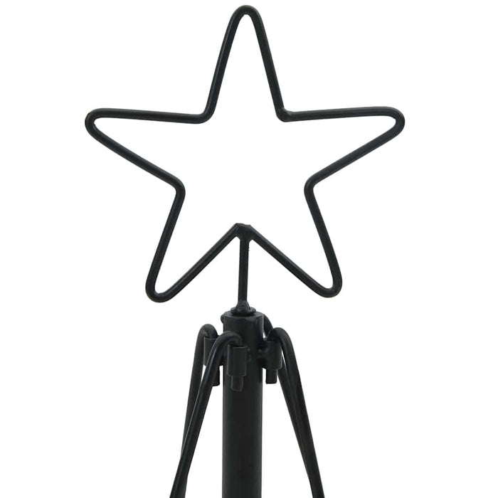 Albero a Cono di Natale con supporto-Decorazioni natalizie Nero 125 cm Acciaio