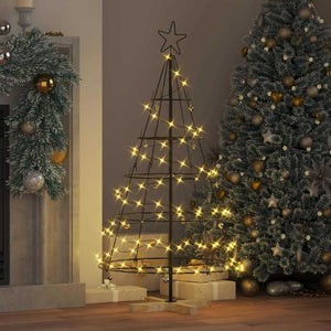 Albero a Cono di Natale con supporto Nero 125 cm Acciaio 42019159