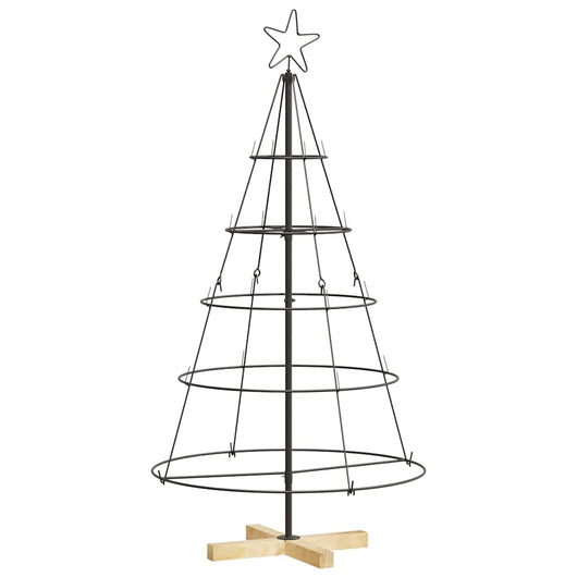 Albero a Cono di Natale con supporto Nero 125 cm Acciaio 42019159