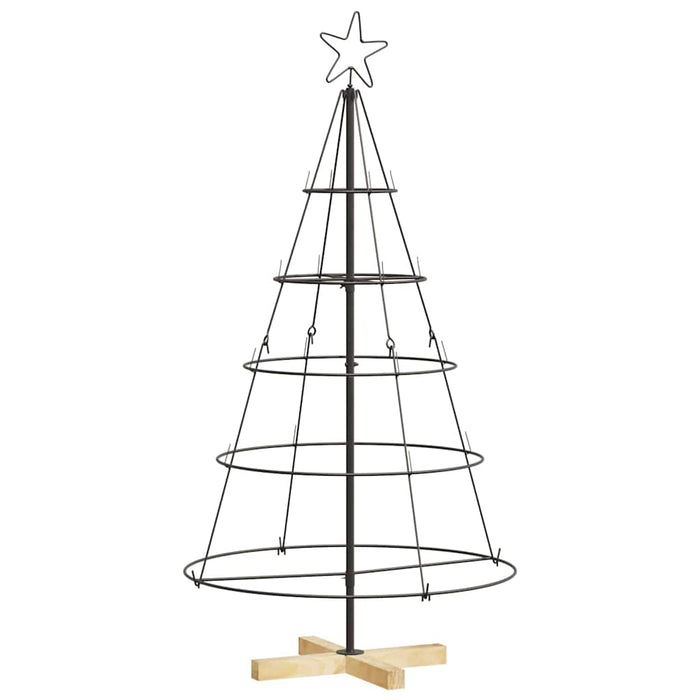 Albero a Cono di Natale con supporto Nero 125 cm Acciaio 42019159
