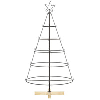 Albero a Cono di Natale con supporto-Decorazioni natalizie Nero 125 cm Acciaio