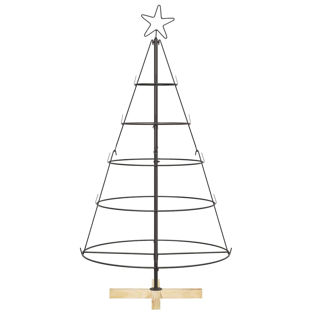 Albero a Cono di Natale con supporto Nero 125 cm Acciaio 42019159
