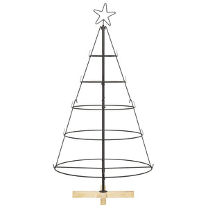 Albero a Cono di Natale con supporto Nero 125 cm Acciaio 42019159