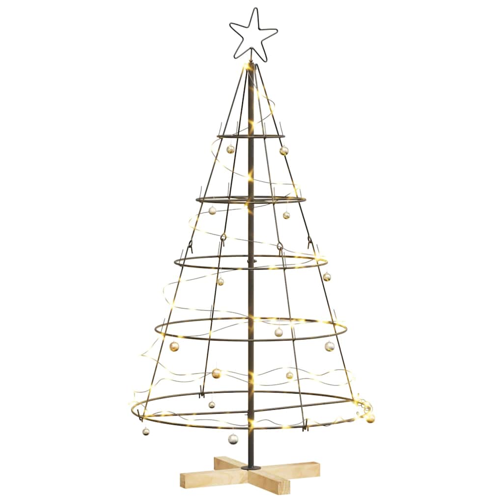 Albero a Cono di Natale con supporto-Decorazioni natalizie Nero 125 cm Acciaio
