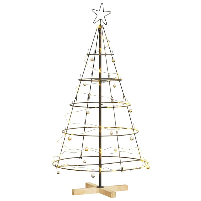 Albero a Cono di Natale con supporto Nero 125 cm Acciaio 42019159