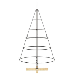 Albero a Cono di Natale con supporto-Decorazioni natalizie Nero 125 cm Acciaio