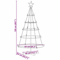 Albero a Cono di Natale con supporto Nero 125 cm Acciaio 42019159
