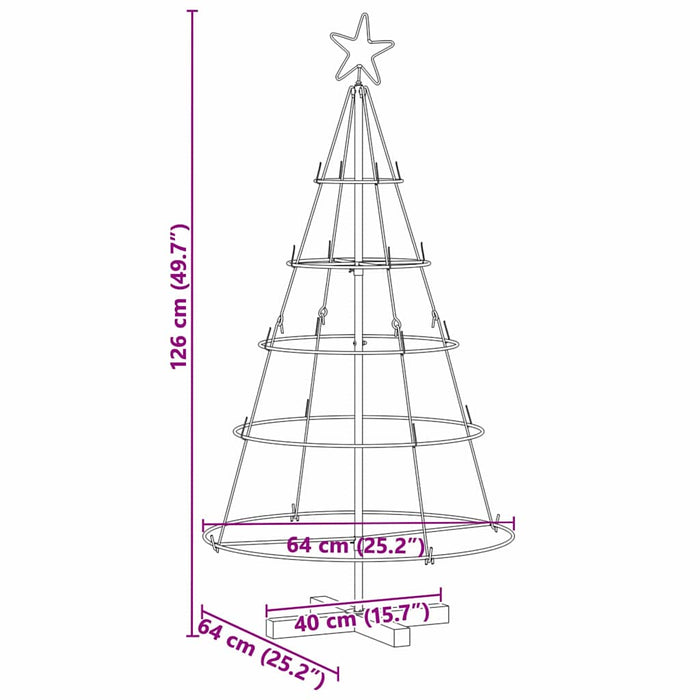 Albero a Cono di Natale con supporto Nero 125 cm Acciaio 42019159