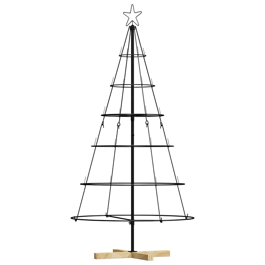 Albero a Cono di Natale con supporto-Decorazioni natalizie Nero 150 cm Acciaio