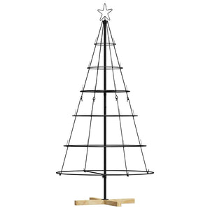 Albero a Cono di Natale con supporto-Decorazioni natalizie Nero 150 cm Acciaio