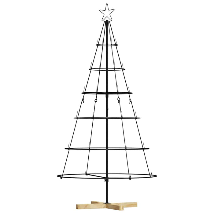 Albero a Cono di Natale con supporto-Decorazioni natalizie Nero 150 cm Acciaio