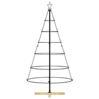 Albero a Cono di Natale con supporto-Decorazioni natalizie Nero 150 cm Acciaio